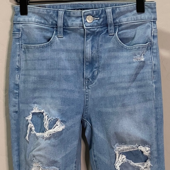 American Eagle Jeans Short Distressed Super Hi Rise Jegging Slim Vintage Skinny - Picture 4 of 13
